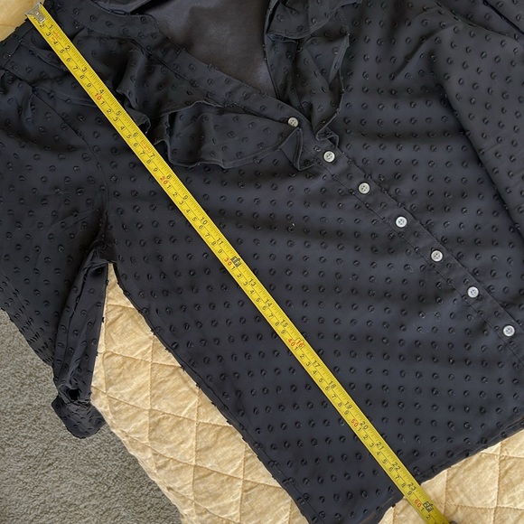 J Crew Ruffle V Neck Sheer Popcorn Button Down Shirt Blouse Size S - Picture 8 of 8